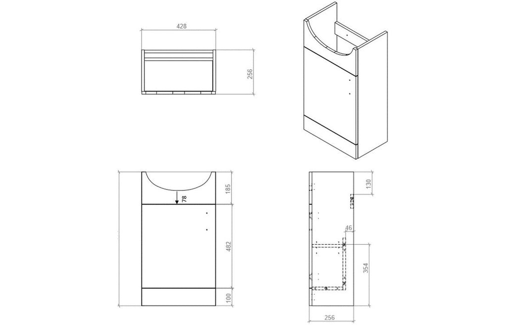 Vista Vanity Unit & Toilet Pack 450mm White Gloss-Toilets-DIFTP2558-