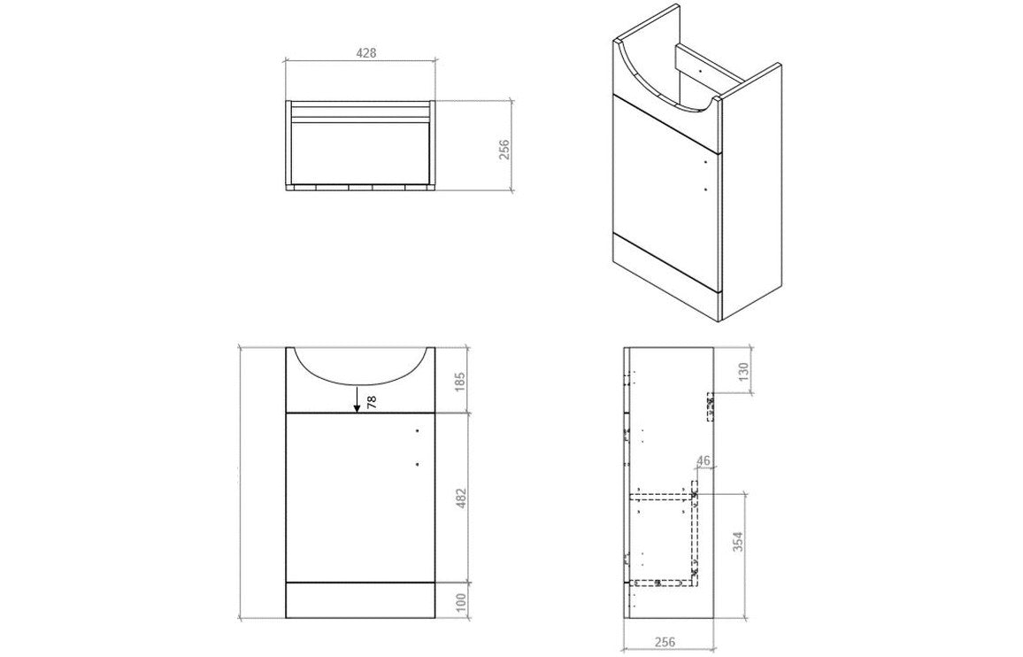 Vista Vanity Unit & Toilet Pack 450mm White Gloss-Toilets-DIFTP2558-