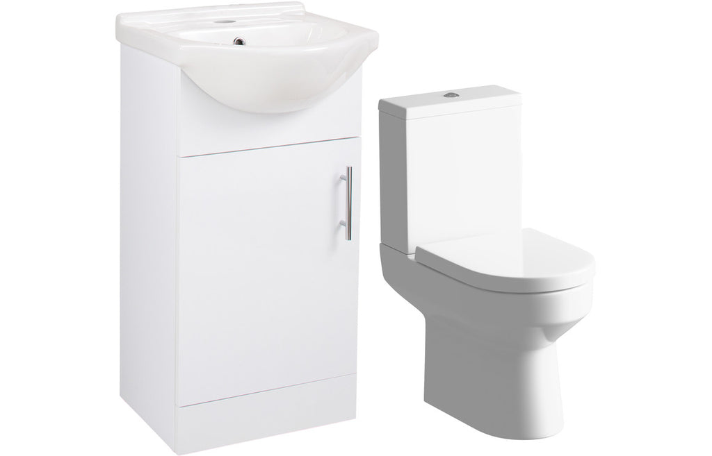 Vista Vanity Unit & Toilet Pack 450mm White Gloss-Toilets-DIFTP2558-