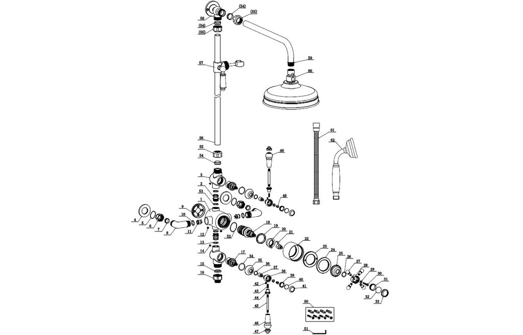 Warwick Traditional Thermostatic Shower Kit - Brushed Brass-Shower Sets-DICM0708-