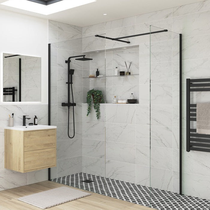 Wet Room Front Panel Black 1000mm-Shower Enclosures-DIEWP1244-