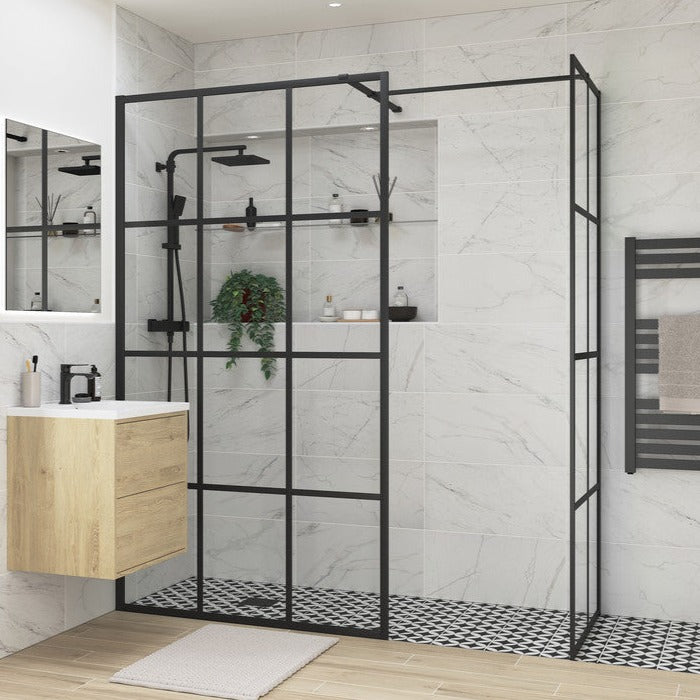 Wet Room Side Panel Framed Black 800mm-Shower Enclosures-DIEWP8034-