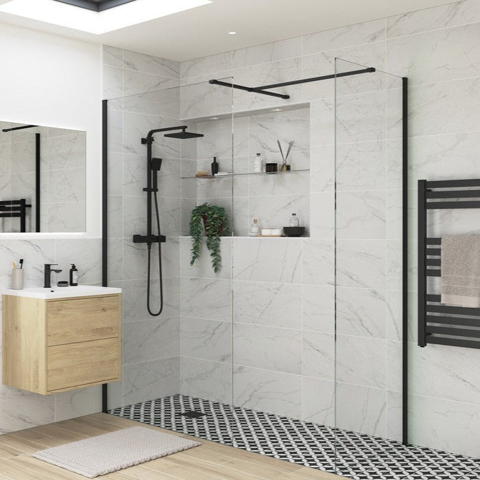 Wetroom Front Panel Black 1200mm-Shower Enclosures-DIEWP1244-