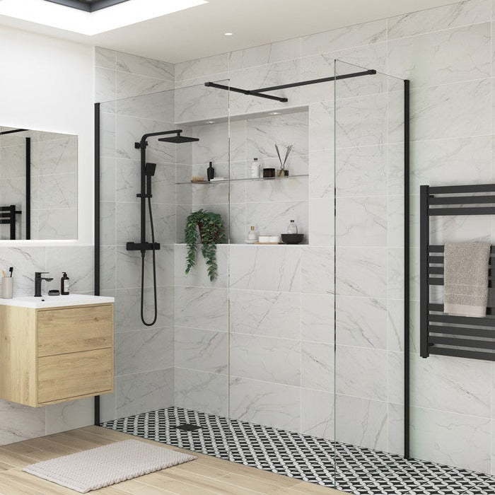 Wetroom Side Panel Black 900mm-Shower Enclosures-DIEWTP8048-