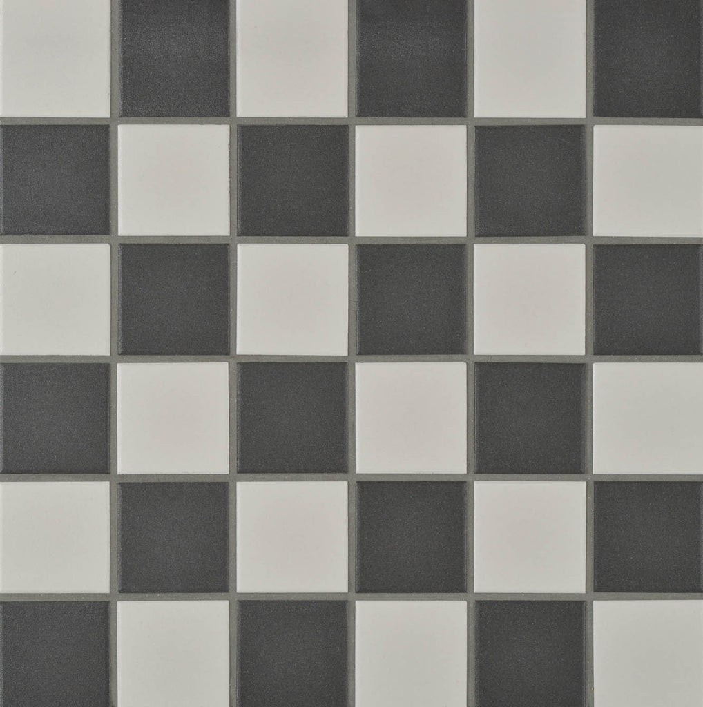 White & Black Checkered Square Mosaic Floor Tile 30x30cm-