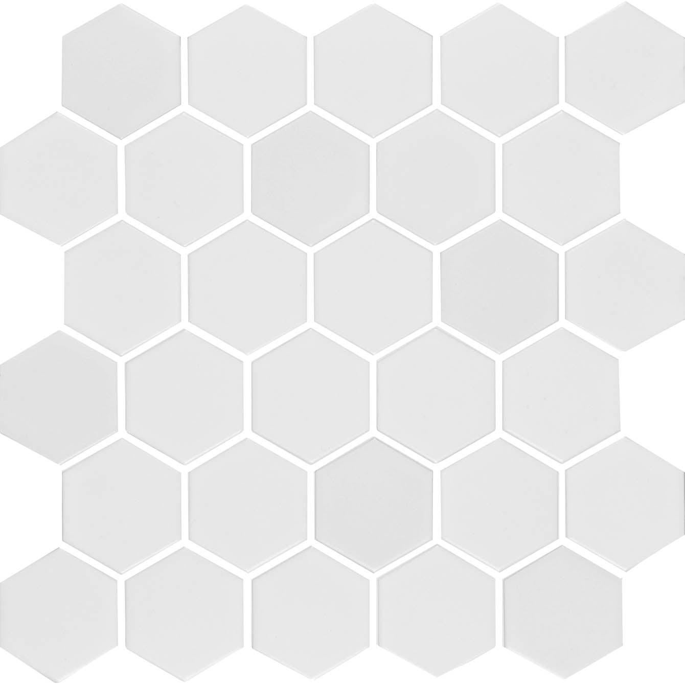 White Honeycomb Hexagonal Mosaic Floor & Wall Tile 32x28cm-