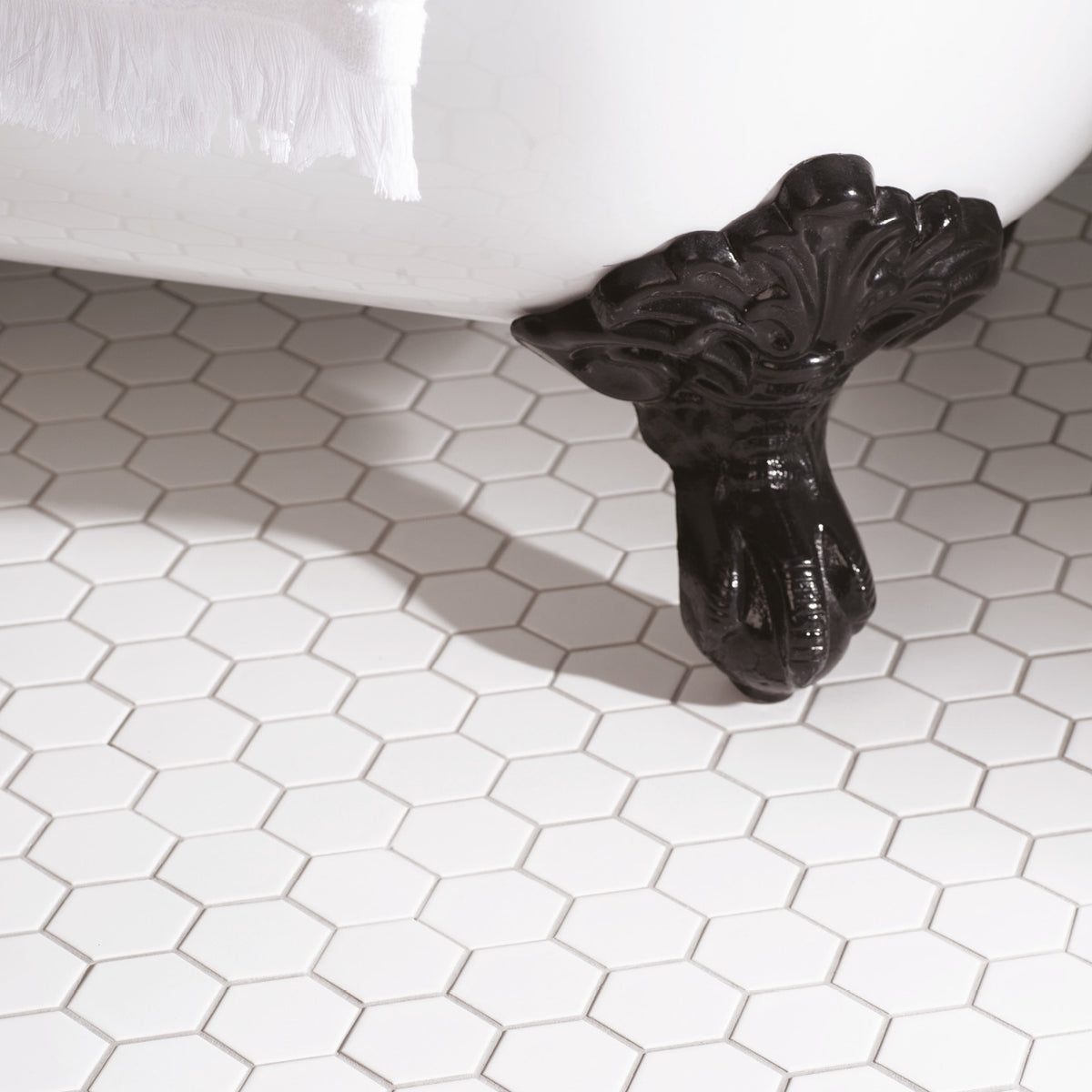 White Honeycomb Hexagonal Mosaic Floor & Wall Tile 32x28cm-