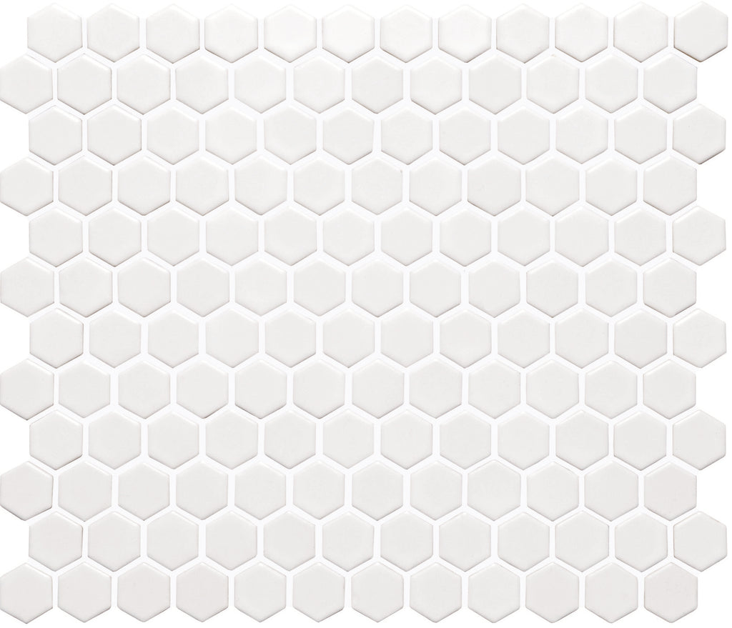 White Honeycomb Mini Hexagonal Mosaic Floor & Wall Tile 30x26cm-