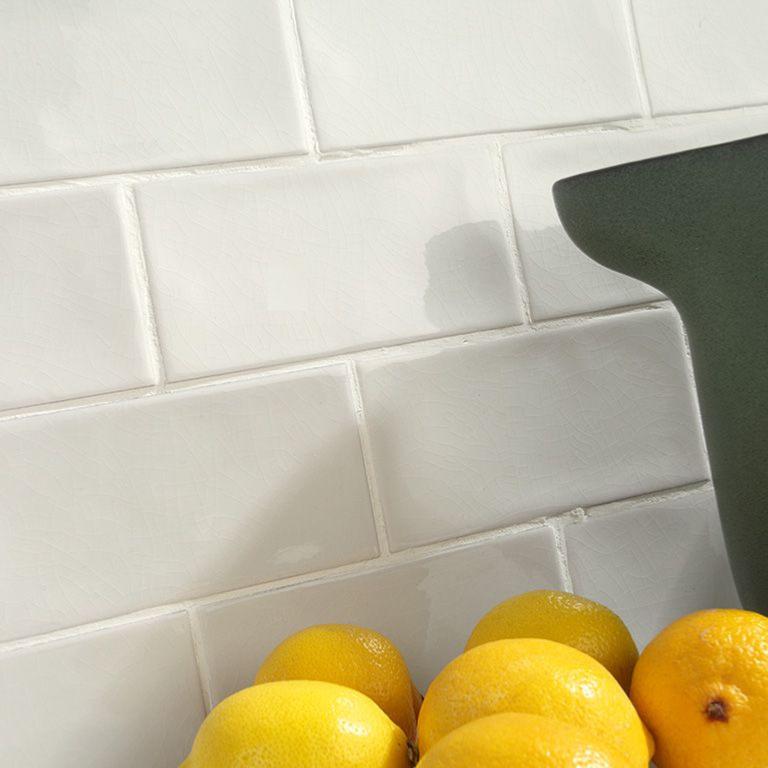 Crackle White Ceramic Wall Tile 7.5x15cm