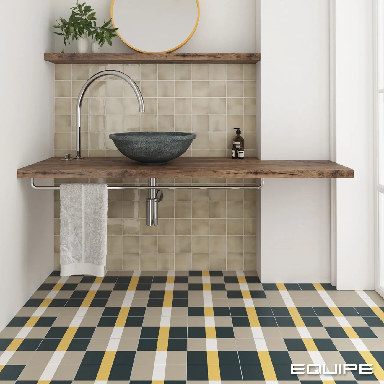 Equipe Bauhome Band Cold Pattern Tile 20x20cm