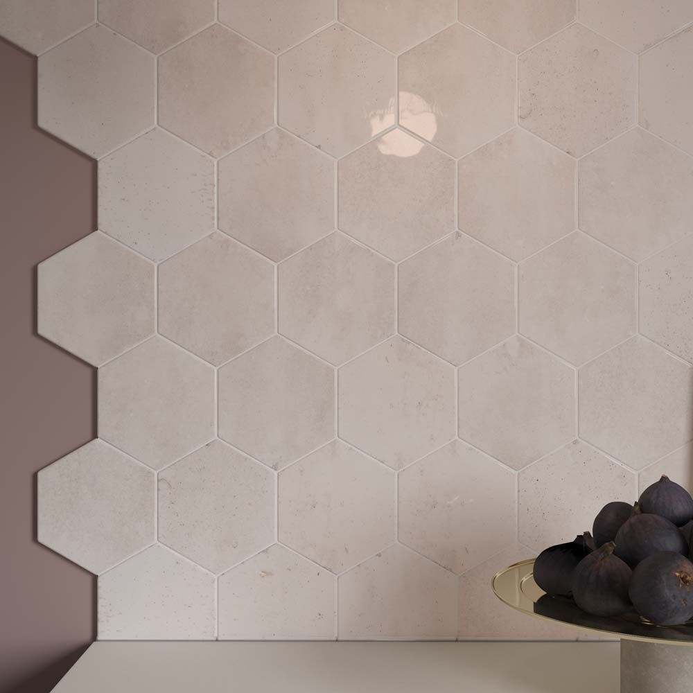 Hope Rose Hexagon Gloss Ceramic Wall Tiles 15x17.3cm-Verona-P12065
