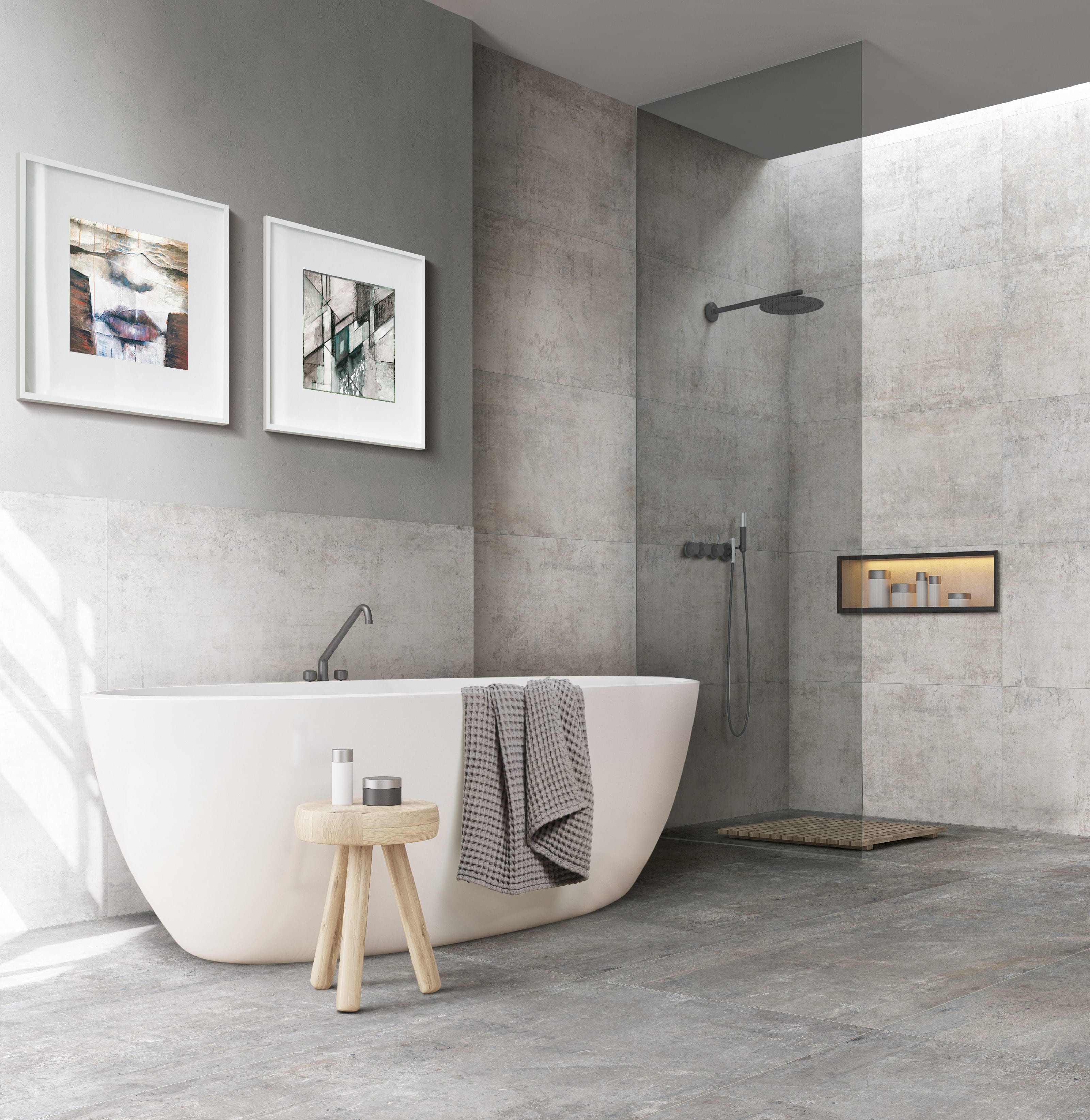 Industrial Concrete Effect Ice Tile 80x40cm