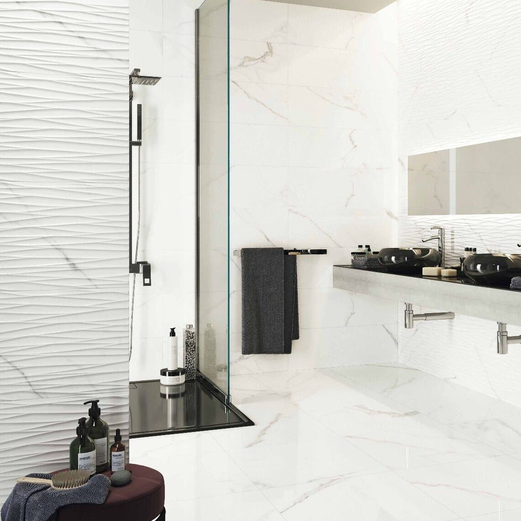 Serenity Gloss Ceramic Wall Decor Marble Effect Tile 30x90cm-Verona-P10702