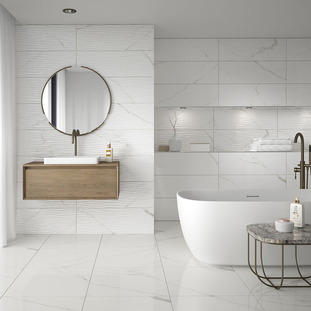 Serenity Gloss Ceramic Wall Decor Marble Effect Tile 30x90cm-Verona-P10702