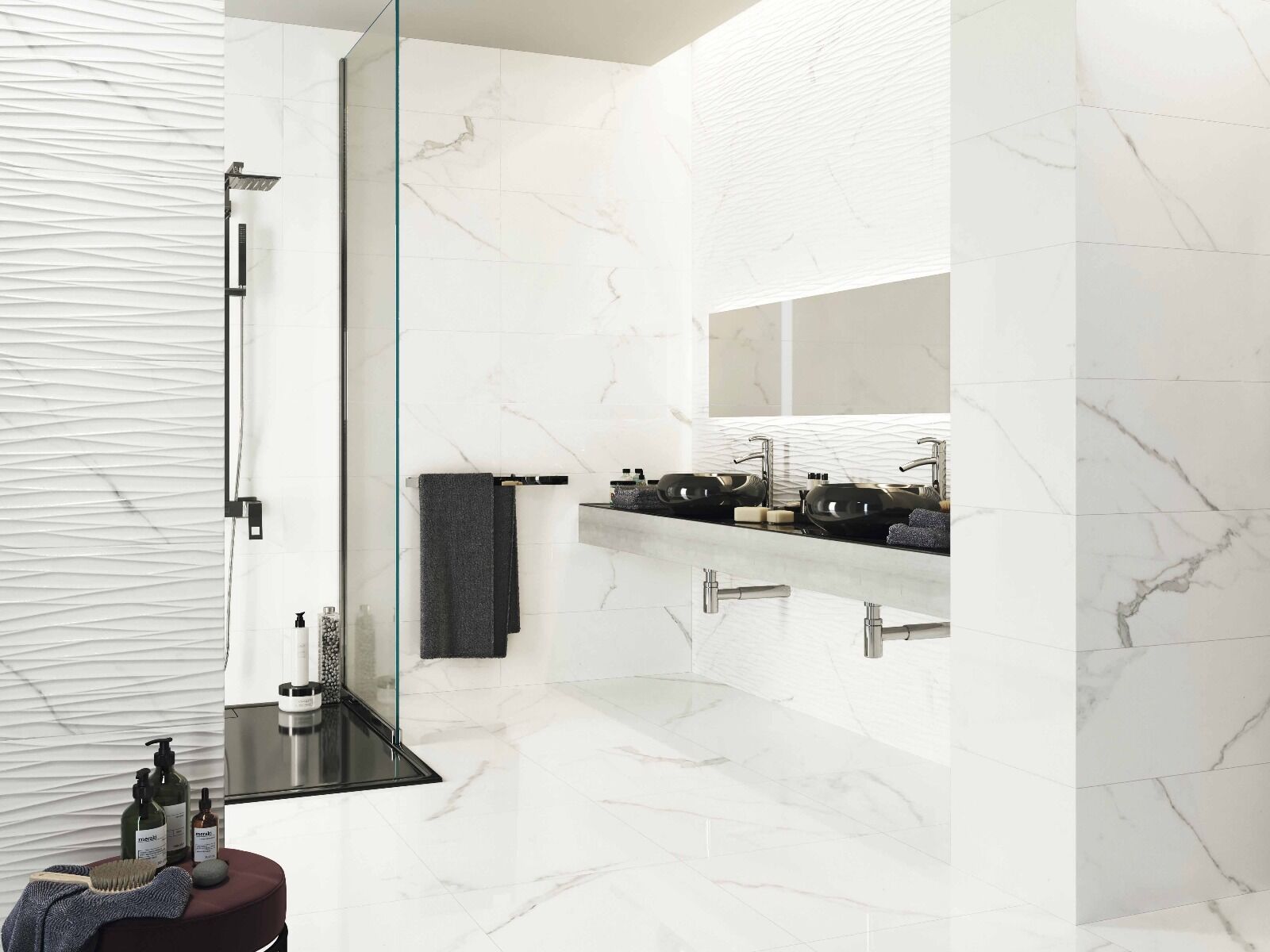Serenity Gloss Ceramic Wall Marble Effect Tile 30x90cm-Verona-P10701