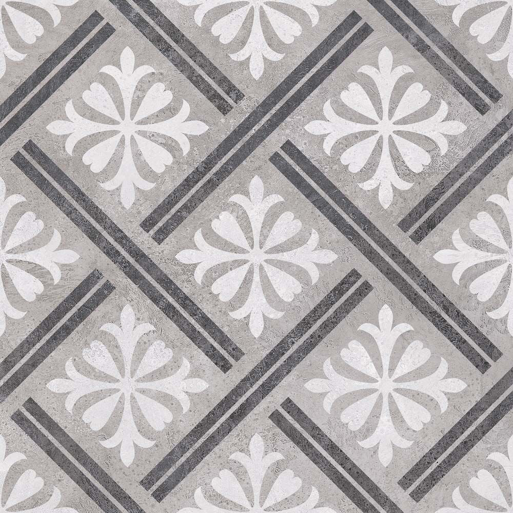 Mondrian Grey Patterned Vitrified Ceramic Tiles 33.5x33.5cm