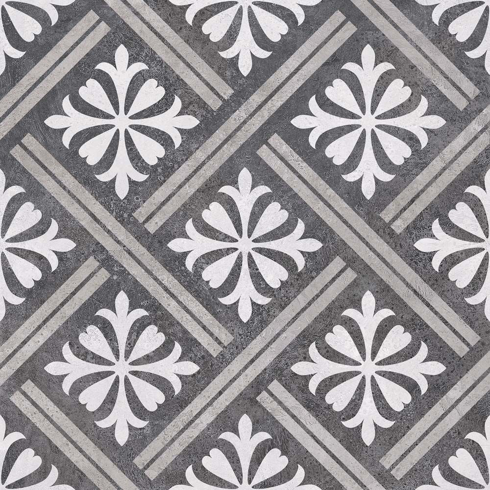 Mondrian Charcoal Patterned Vitrified Ceramic Tiles 33.5x33.5cm