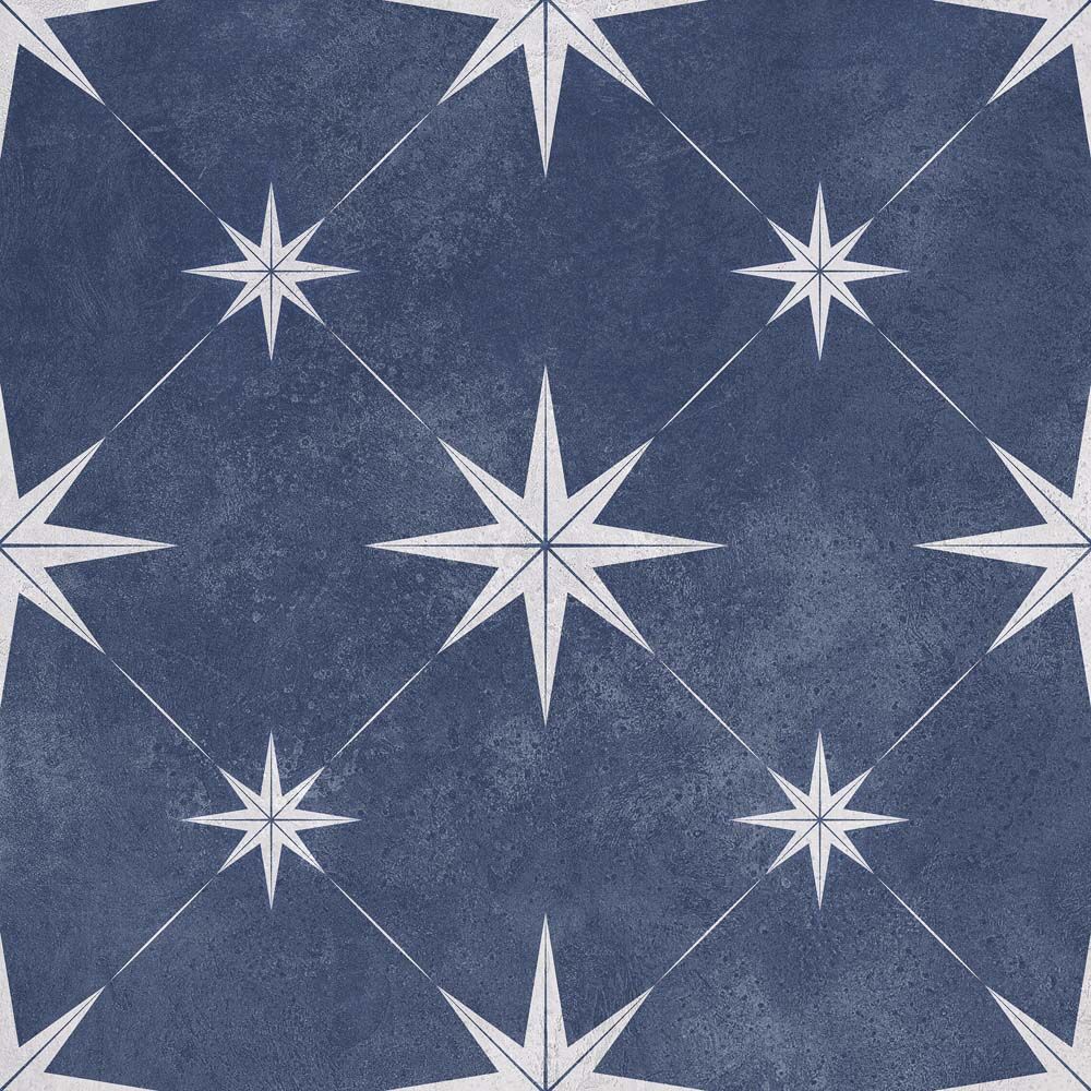 Vincent Navy Blue Patterned Vitrified Ceramic Wall and Floor Tile 33.5x33.5cm-Verona-P12037