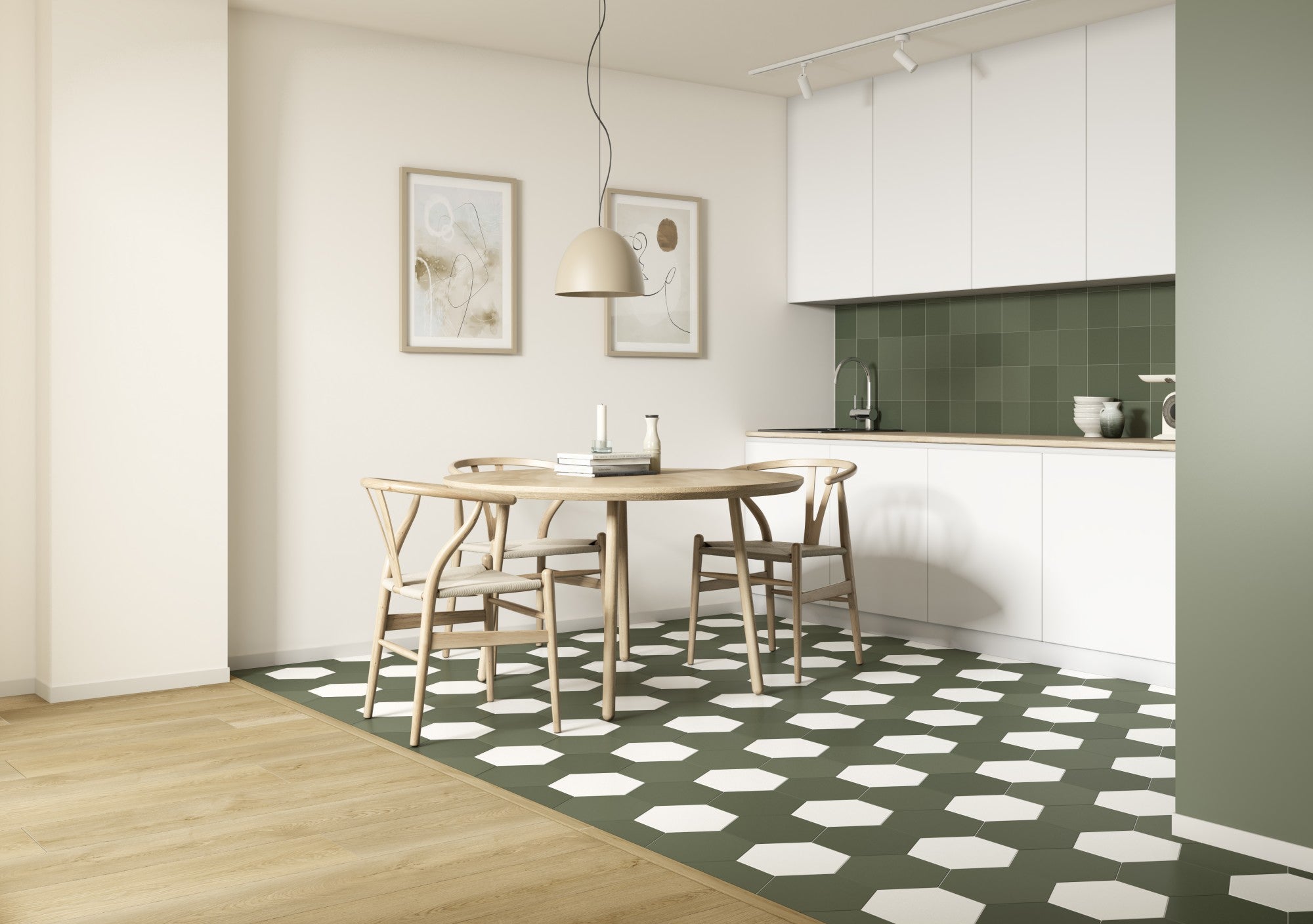 Dune Chicago Hexagon White Cotton Porcelain Tile 21.5x25cm